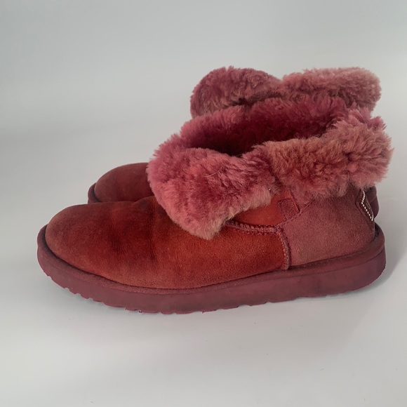 UGG burgundy Sherpa lining bling button, winter boots Women’s 10 - Picture 9 of 11